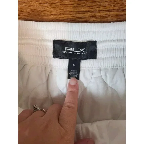 RLX Ralph Lauren‎ Womans White Quilted Cotton Drawstring Shorts Size M